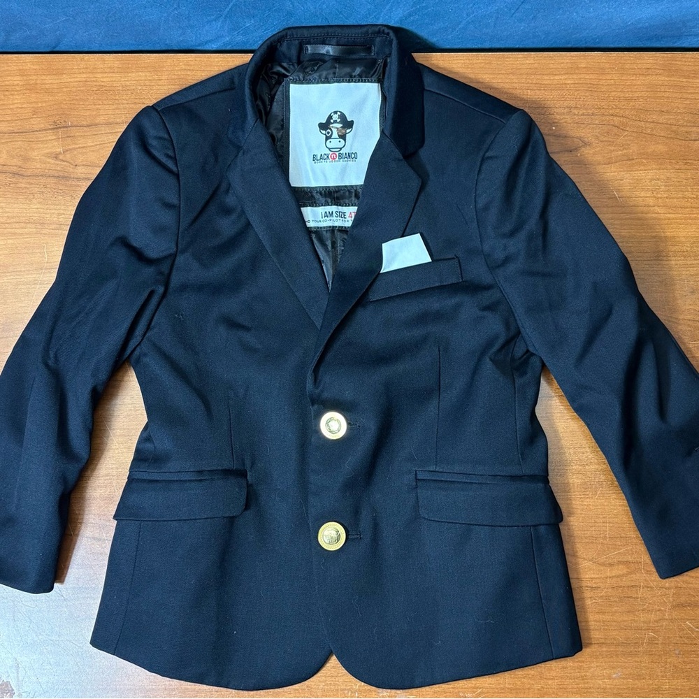 Boys Black N Bianco Blazer with Gold Buttons